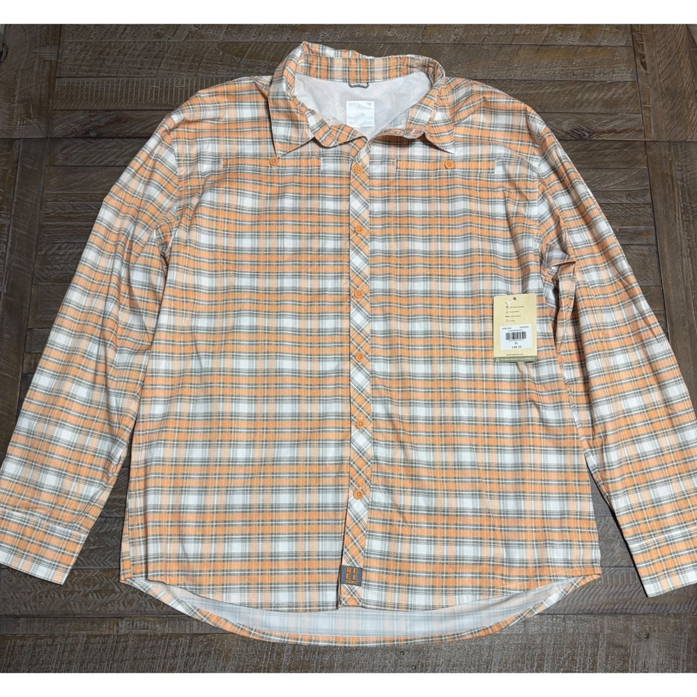 Reel Legends Performance Shirt Mens XL Orange Plaid NWT UPF 50 RDM1088 - Picture 2 of 9
